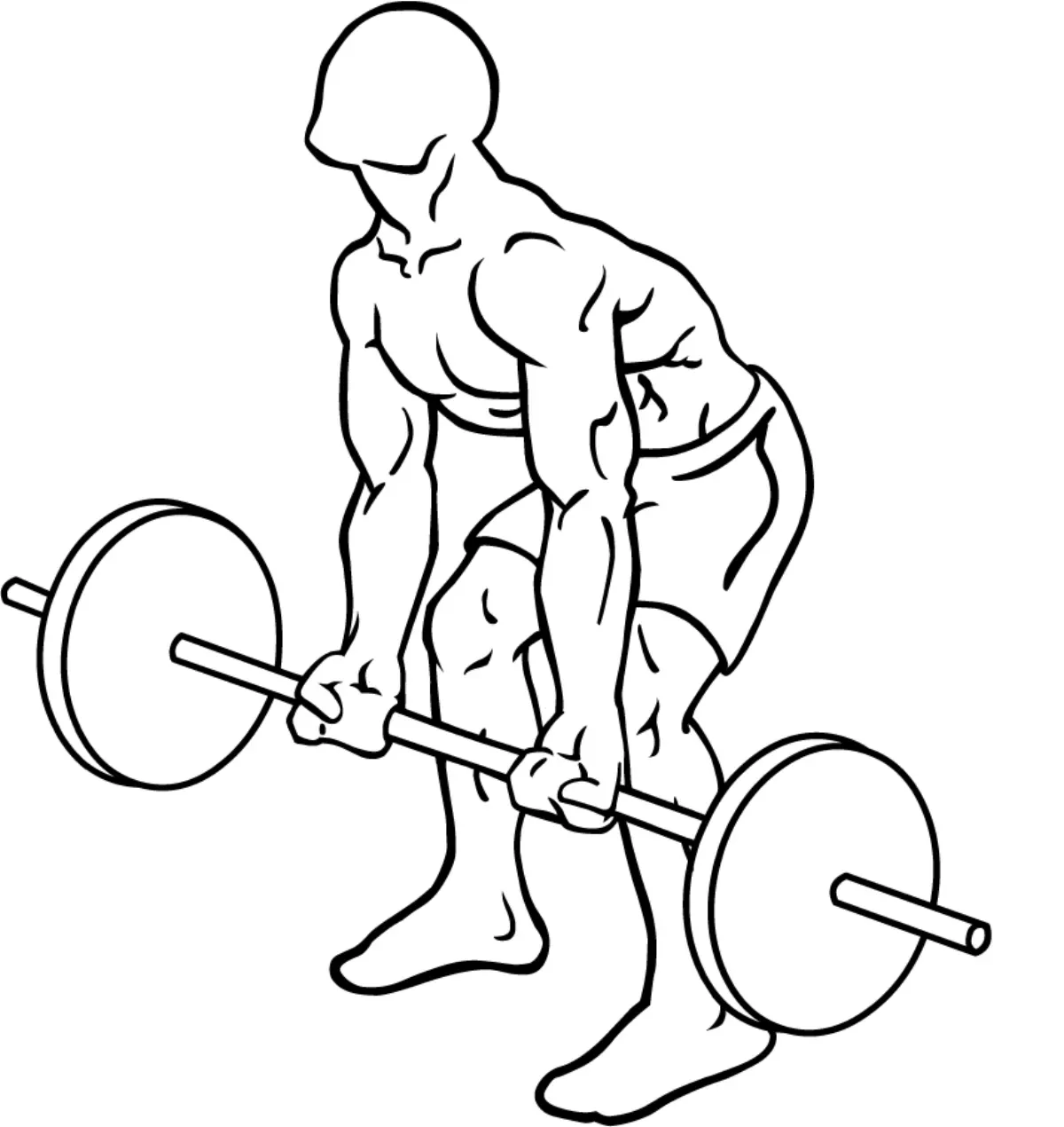 Illustration of a bent-over row for a home back workout