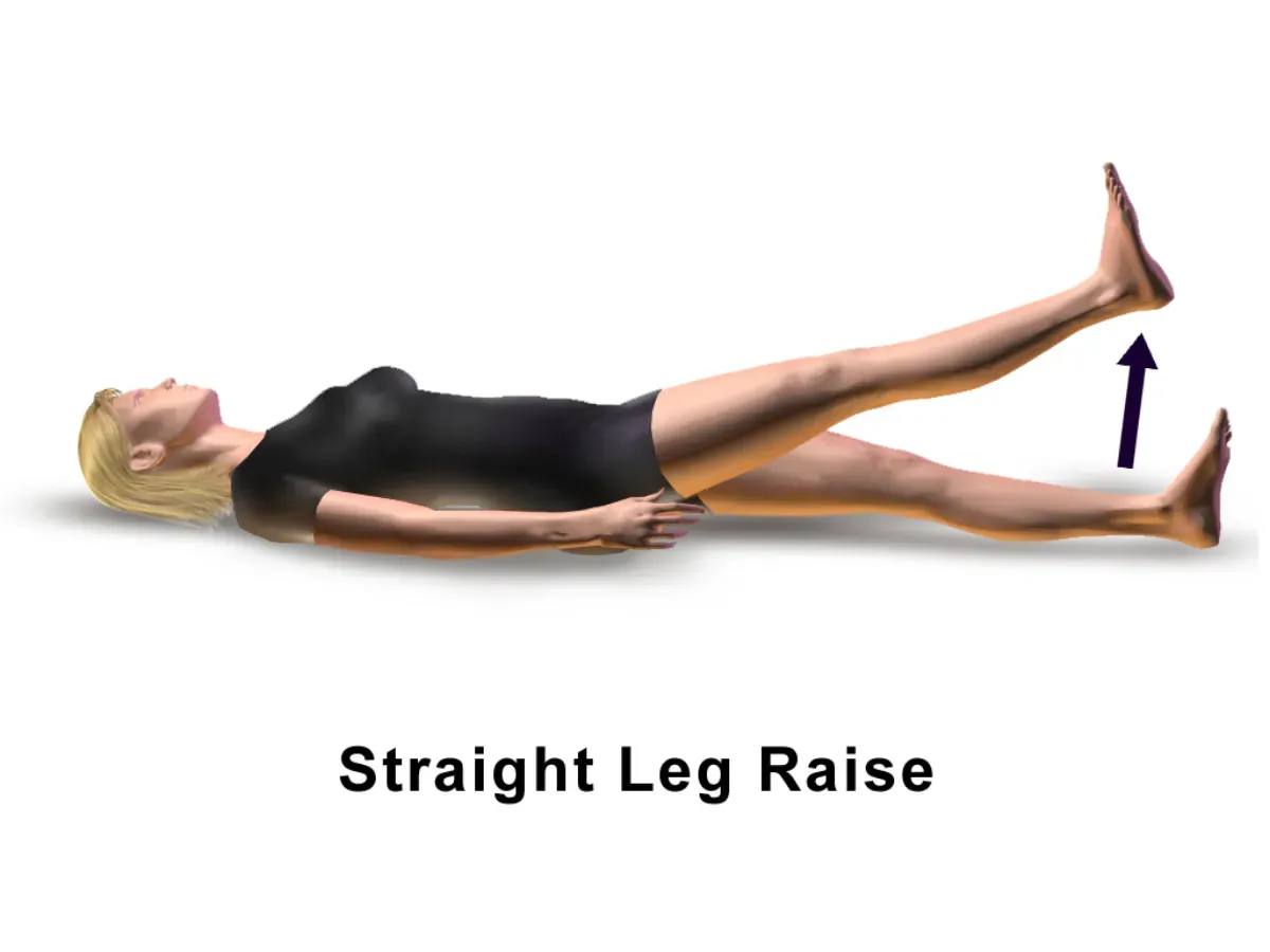 Straight leg raise, a beginner quad strengthening exercise