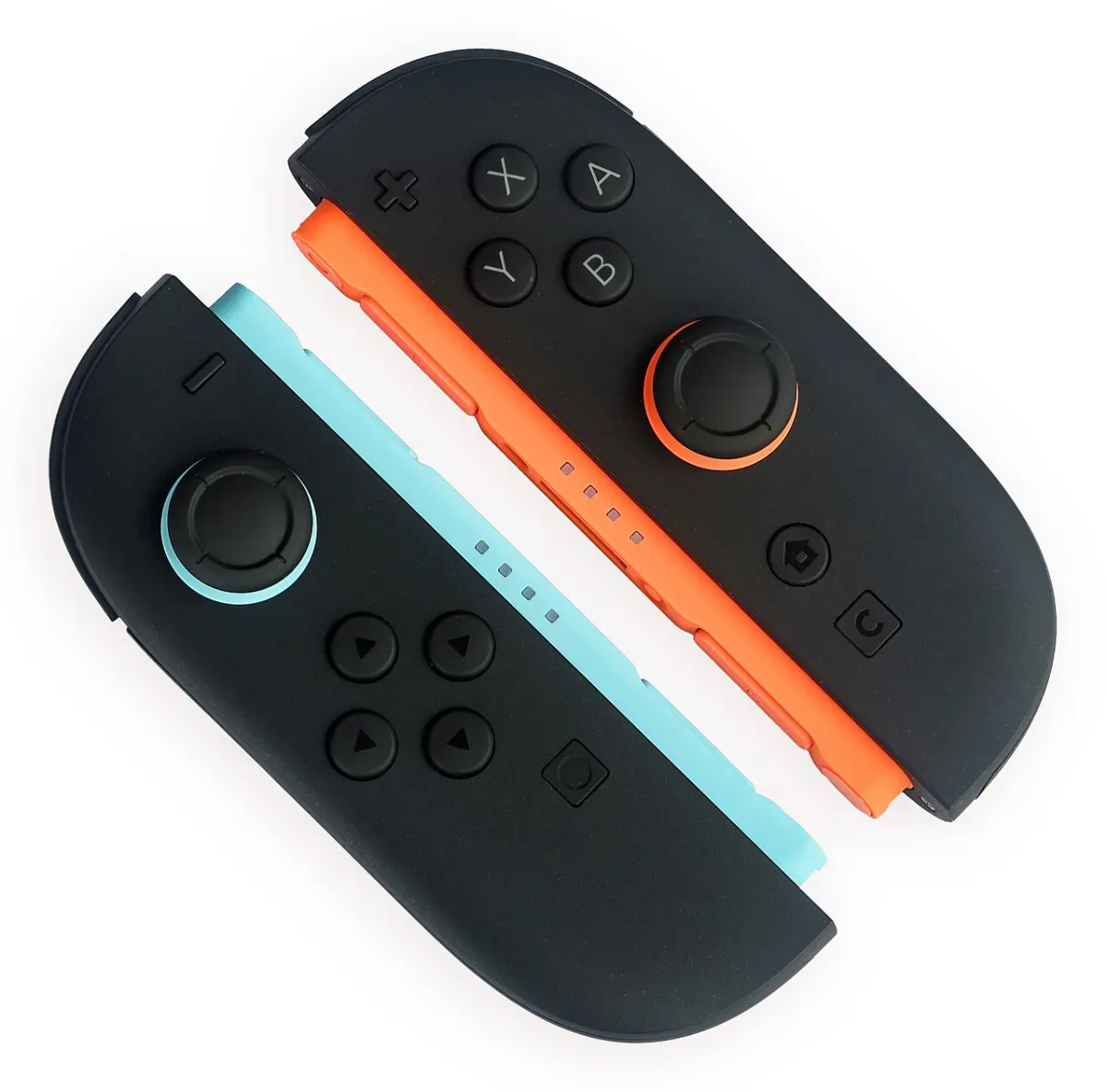 A pair of Joy-Con 2 controllers for Nintendo Switch 2 in blue and orange