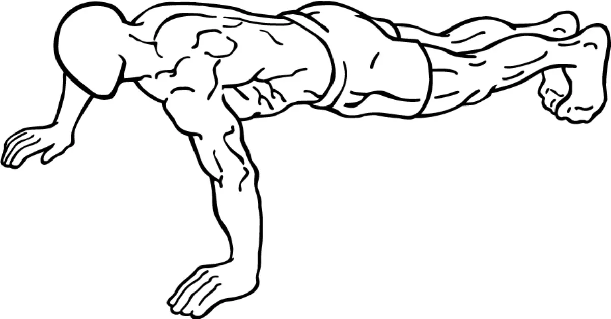Standard push-up illustration showing the top position with a flat body line