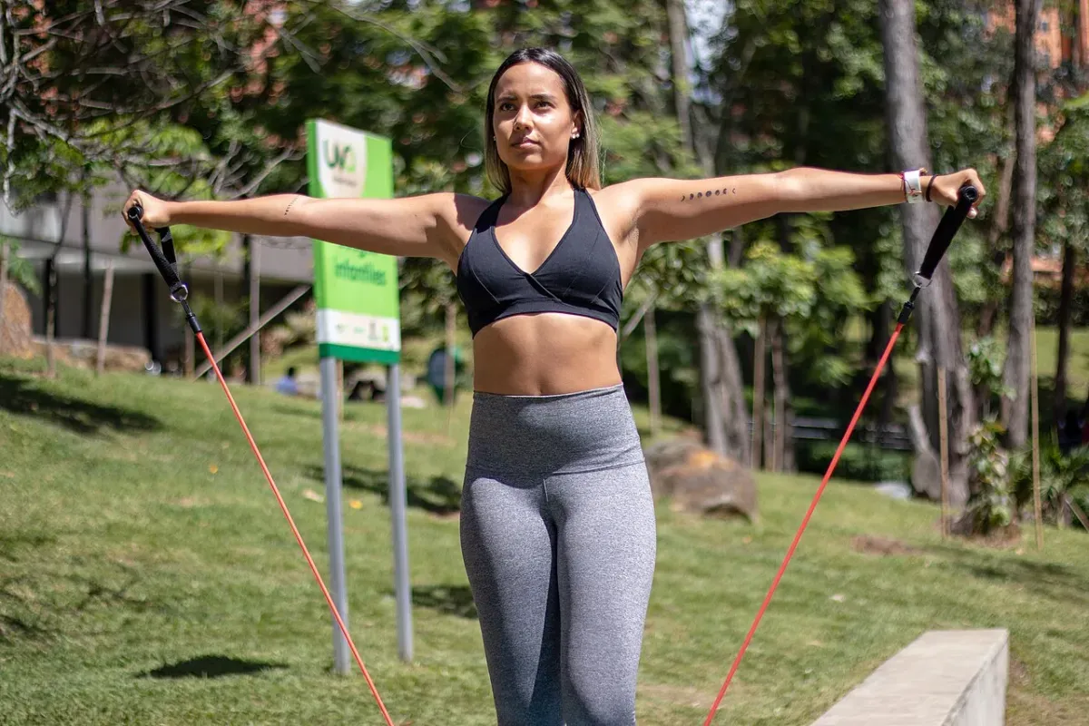 Resistance band lateral raise, light shoulder work for the rotator cuff