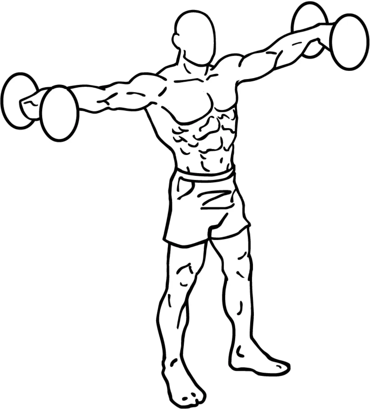 Illustration of a dumbbell lateral raise for the side delts at home